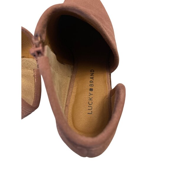 Lucky Brand Felixah Ankle Booties Blush Pink Size Women 9.5 M Suede Boots Rose - Picture 3 of 10
